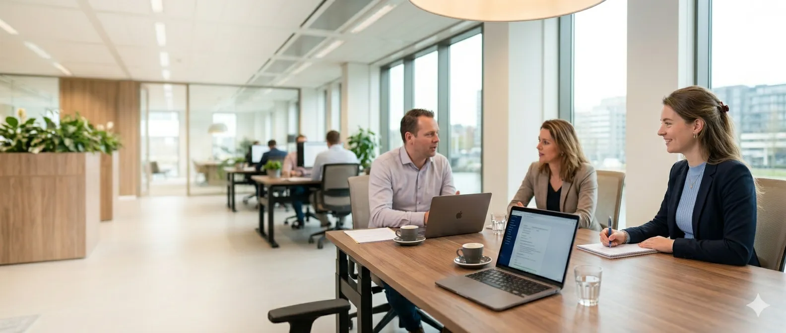 Assistent auditor aan het werk in modern kantoor