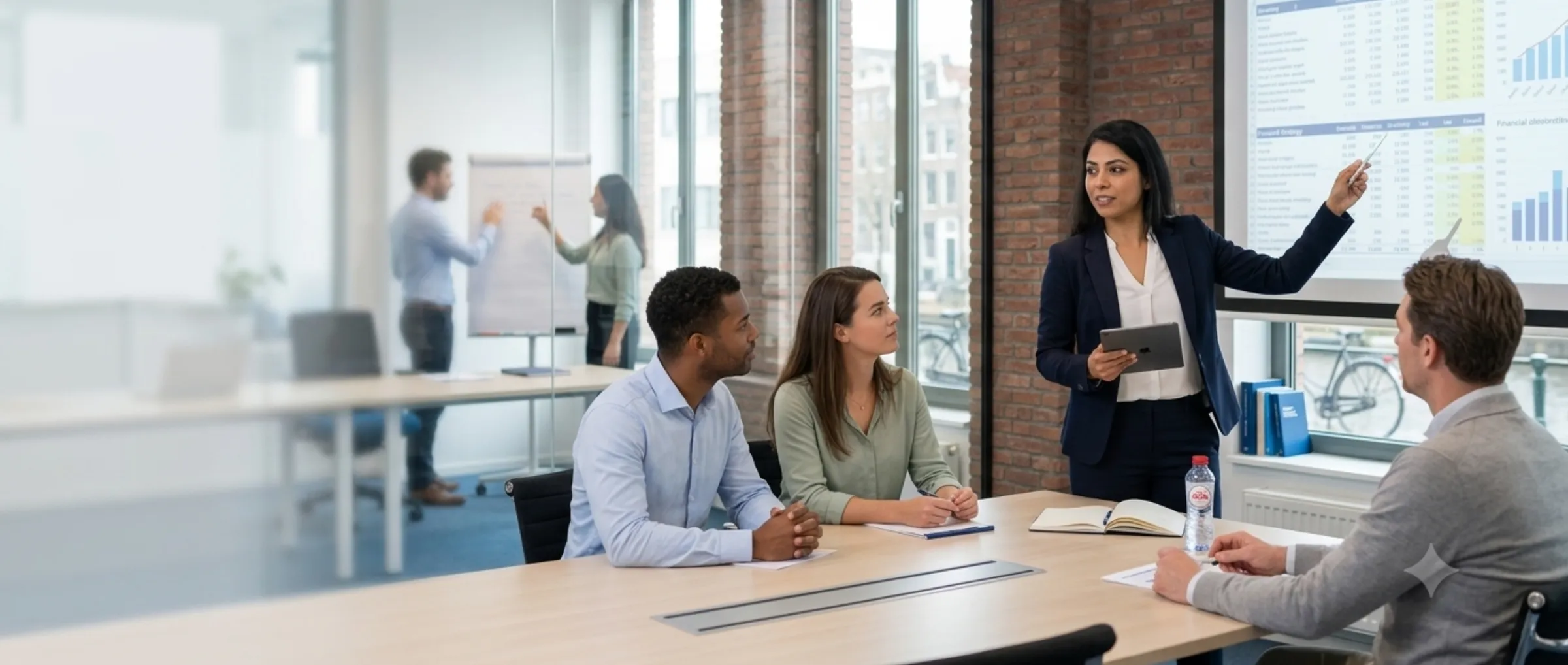 Finance Manager presenteert financiële resultaten aan haar team